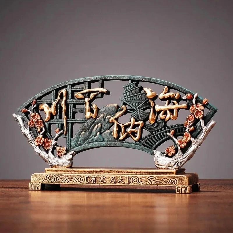 New Chinese Style Ornament Living Room Wine Cabinet Foyer Decoration Housewarming Gift Household Resin Handicrafts Accessories