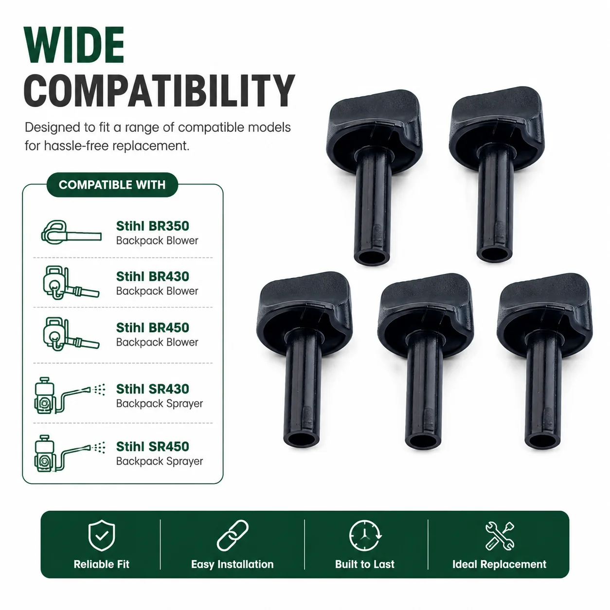 5 Pcs Carburetor Choke Knob Kit For Stihl BR350 BR430 BR450 SR430 SR450 Blower Fan Replacement Parts, OEM 4244 182 9502