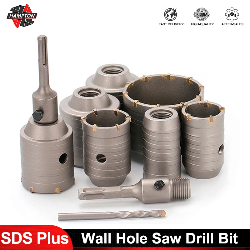 SDS Plus Wall Hole Saw Drill Bit Concrete Hole Saw Hole Cutter Concrete Cement Stone Drilling Tool 30-100mm