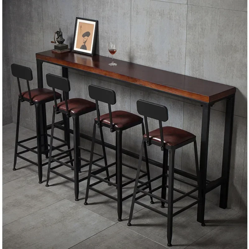 Modern Minimalist Bar Chairs Iron High Stools Kitchen Comfortable Backrest Counter Seat Stable Load-bearing Restaurant Furniture