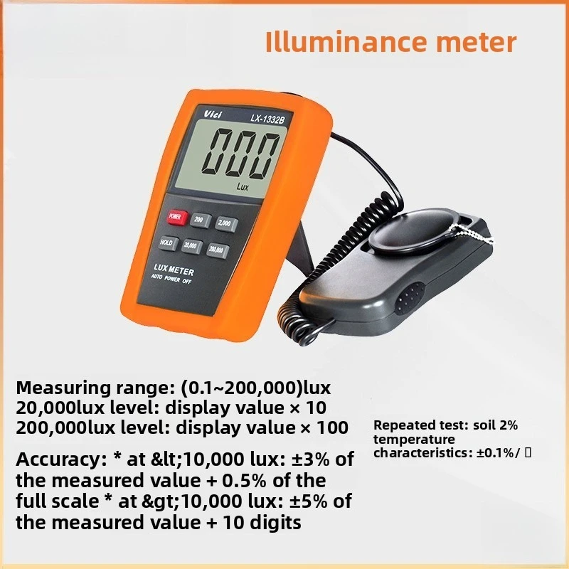 Vici LX107 Solar Power Meter LCD BTU Light Radiation Tester Compass Optical Solar Research Glass Light Intensity Data Peak Hold