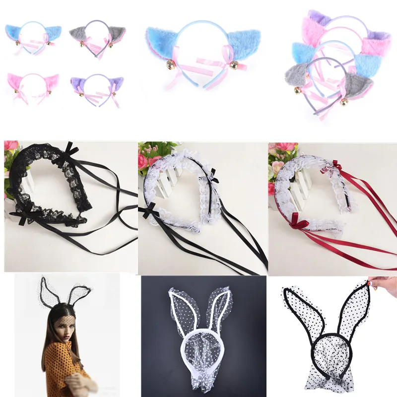 New White Black Sexy Bunny Rabbit Ear Lace Bob Veil Mask Women Girl Party Masks Lace Hairband for Women