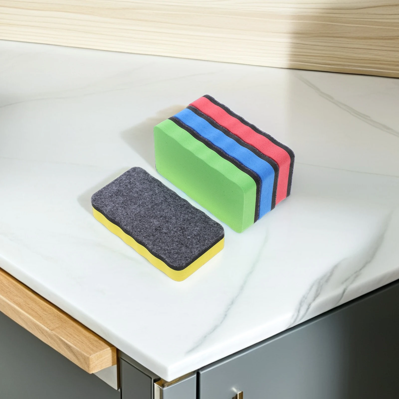 

4pcs EVA Felt Magnetic Blackboard Whiteboard Erasers Red Yellow Blue Green Classroom Cleaning Supplies Dry Eraser Kit