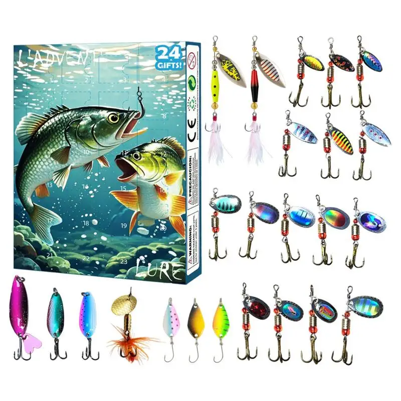 2024 Advent Calendar Fishing Christmas Countdown 24 Days Fishing Advent Calendar Christmas Fishing Lures Set Calendar case