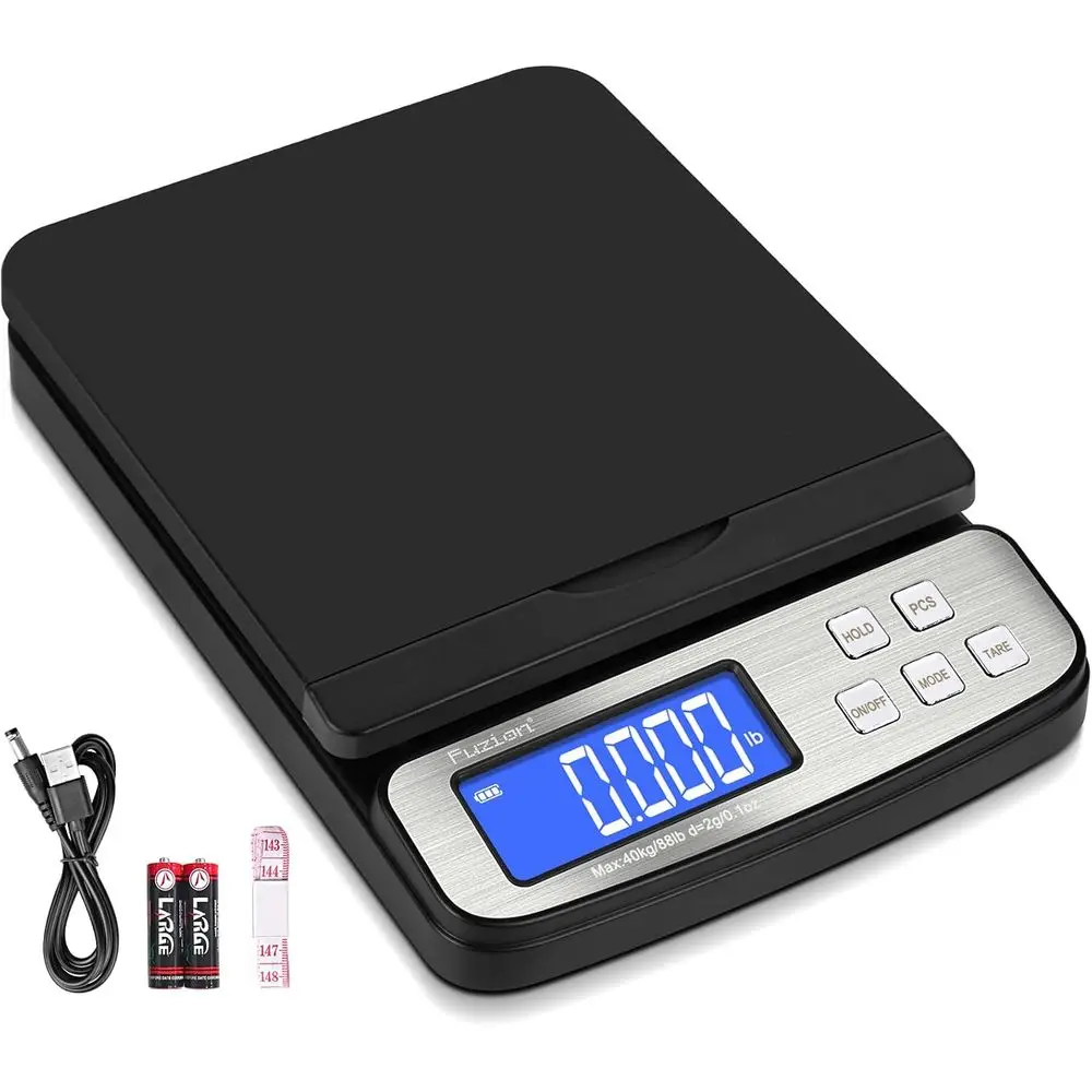 

Digital Postal Scale - 88lb x 0.1oz, 5 Units, Tare/PCS Count, Large LCD, Ideal for Packages