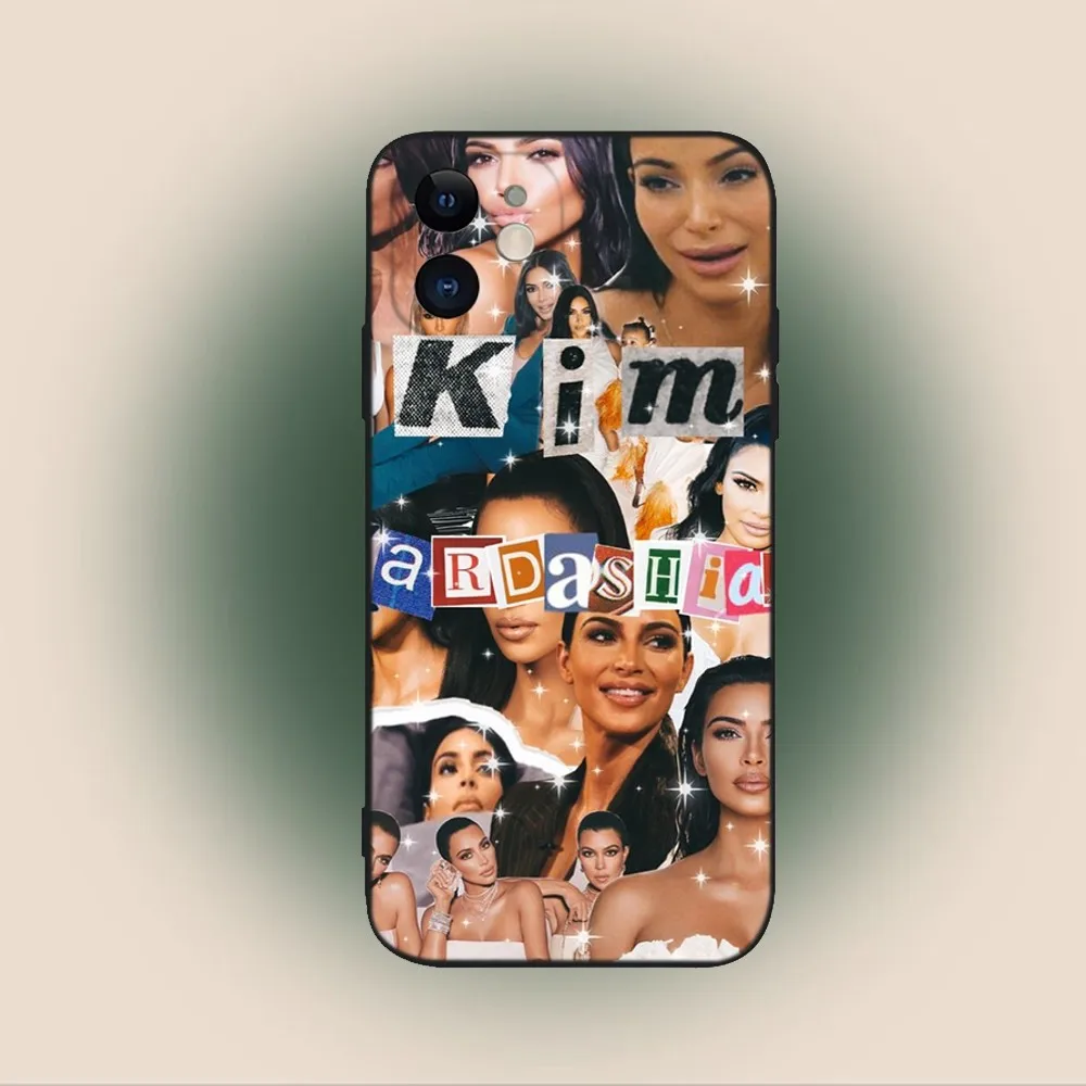 Funny Kim K-Kardashian Phone Case For iPhone 15,14,13,12,11,Plus,Pro Max,XS,X,XR,SE,Mini,8,7 Soft Silicone Black Cover