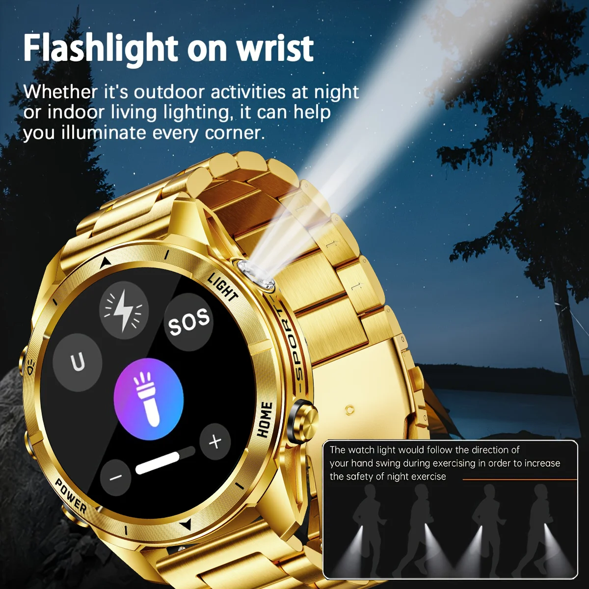 Nuovo Smart Watch per uomo Bluetooth chiamata frequenza cardiaca monitor del sonno bussola esterna torcia a LED impermeabile Sport Smartwatch 2025