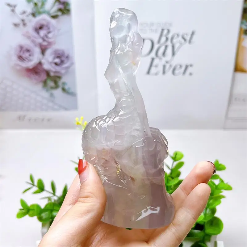 Natural Fluorite Marmaid Carving Statue Chakra Reiki Healing Fengshui For Home Decoration Gifts 1pcs