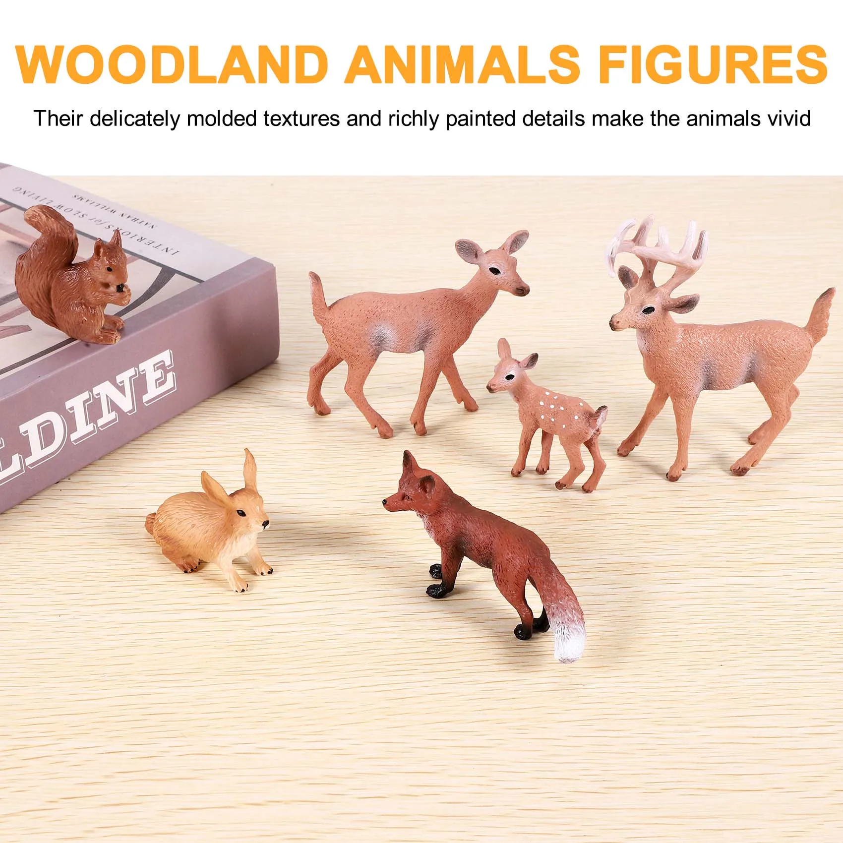 Figurines Animaux de la Forêt, Jouets Miniatures, Cerf, Lapin, SLaura, 6 Pièces