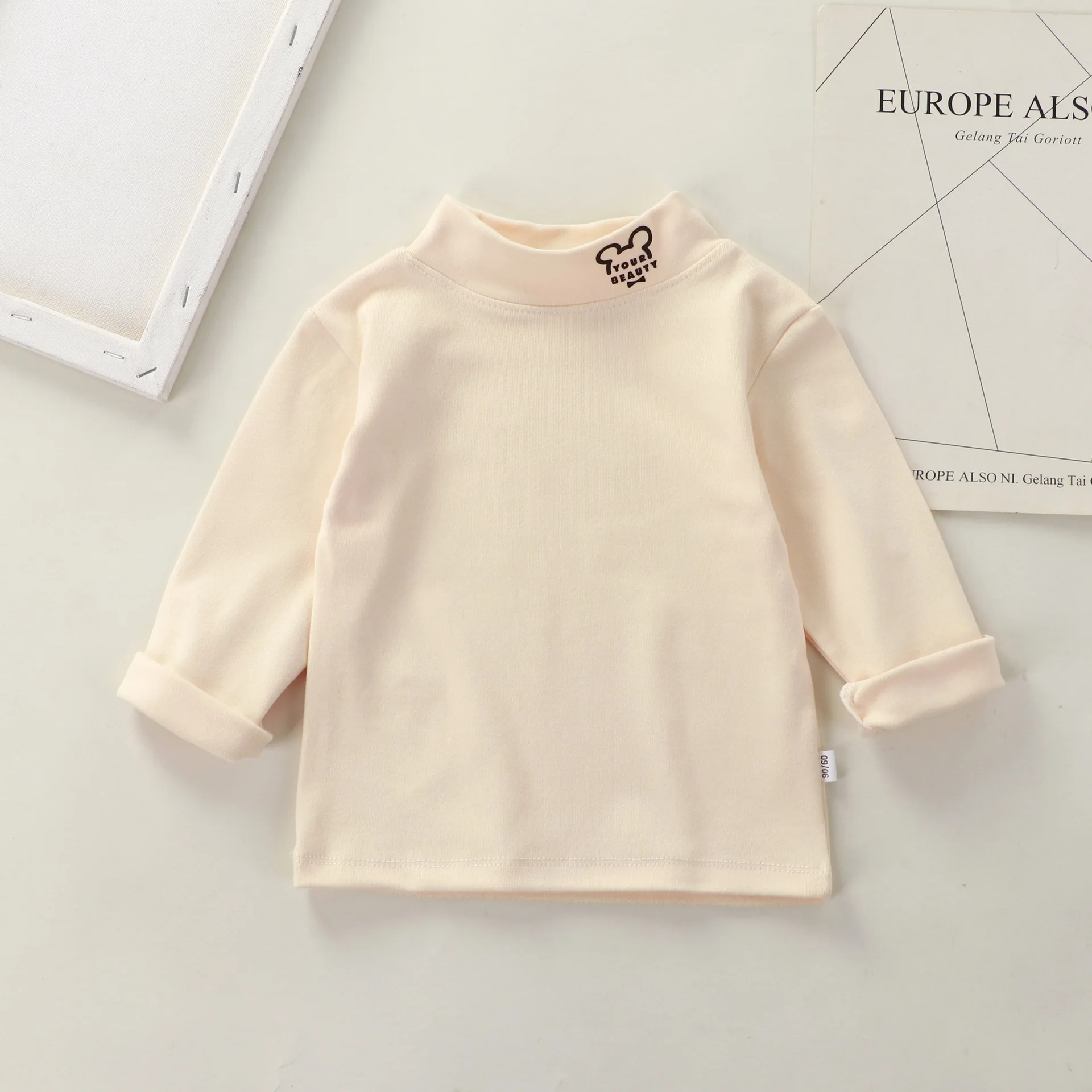Children's Semi-turtleneck Bottoming Shirt Neckline Printed Autumn and Winter Long-sleeved T-shirt Autumn and Winter Top