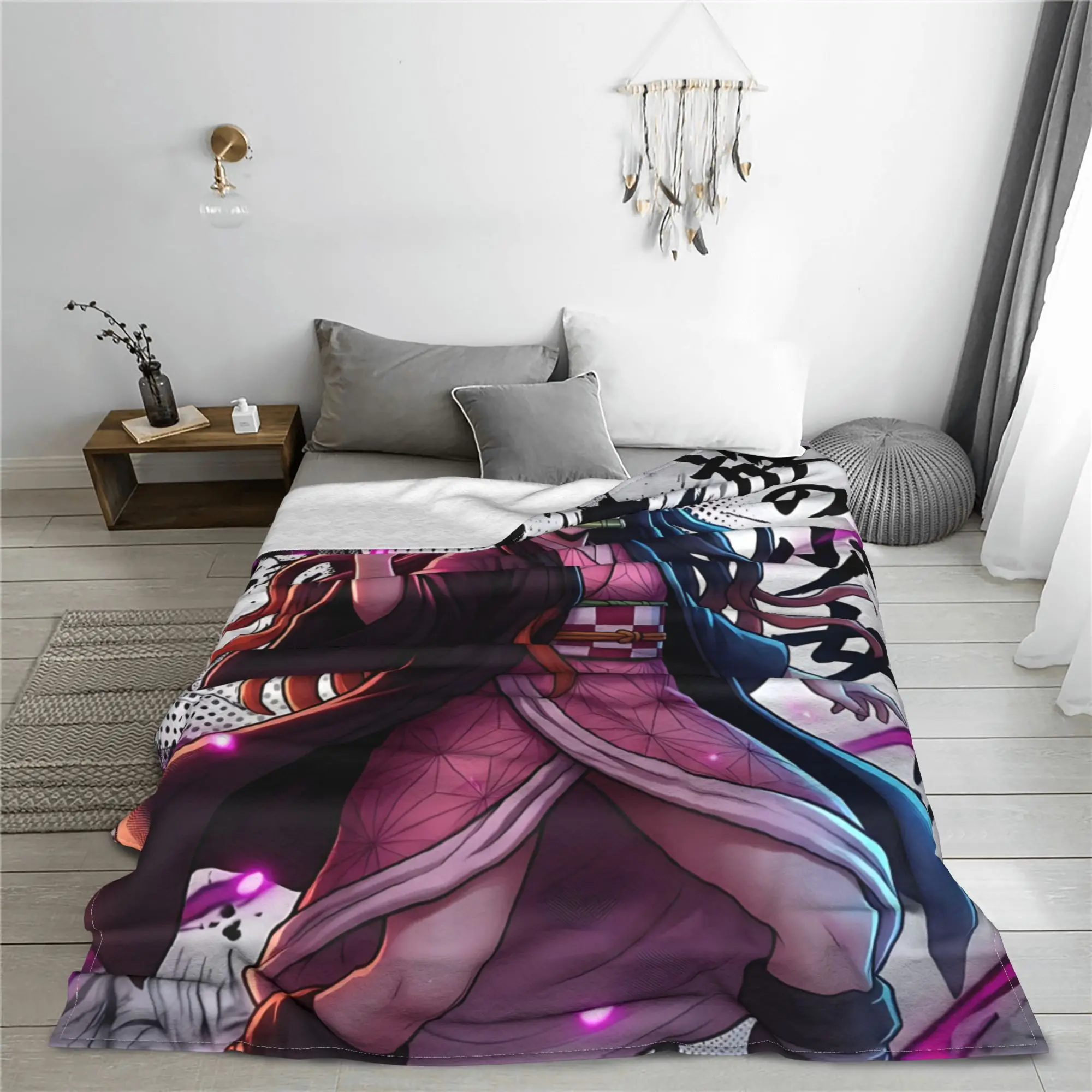 1PC Demon Slayers  Winter Blankets for Adults Bedding Home Interior Sofa Knee