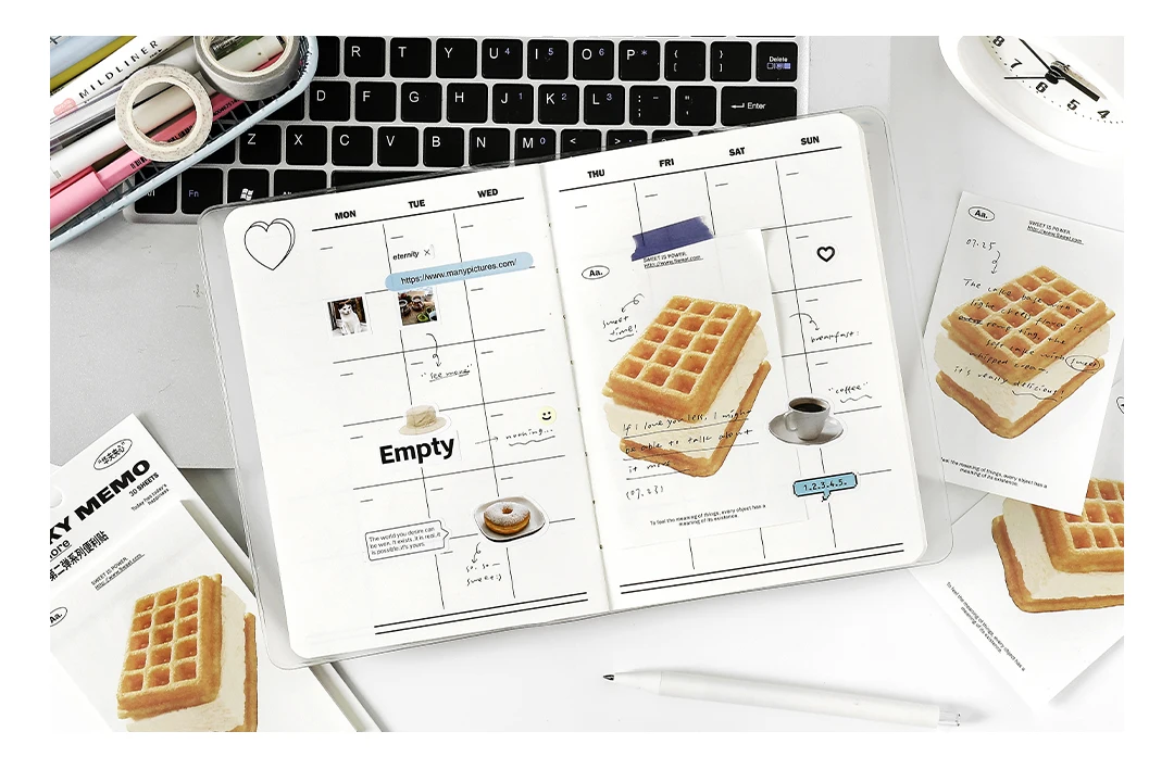 Niedlicher Gelato-Schleifenknoten Haftnotizblock Selbstklebendes Schreibpapier Schul-Bastelbedarf Notizbuch Schreibwaren Dekoration – Detail 20