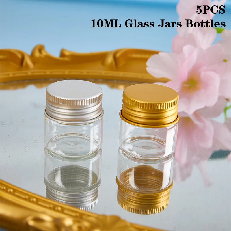 

5PCS 10ml Tiny Glass Jars Bottles Screw Cap Storage Jar Mini Containers Transparent Vial Bottles