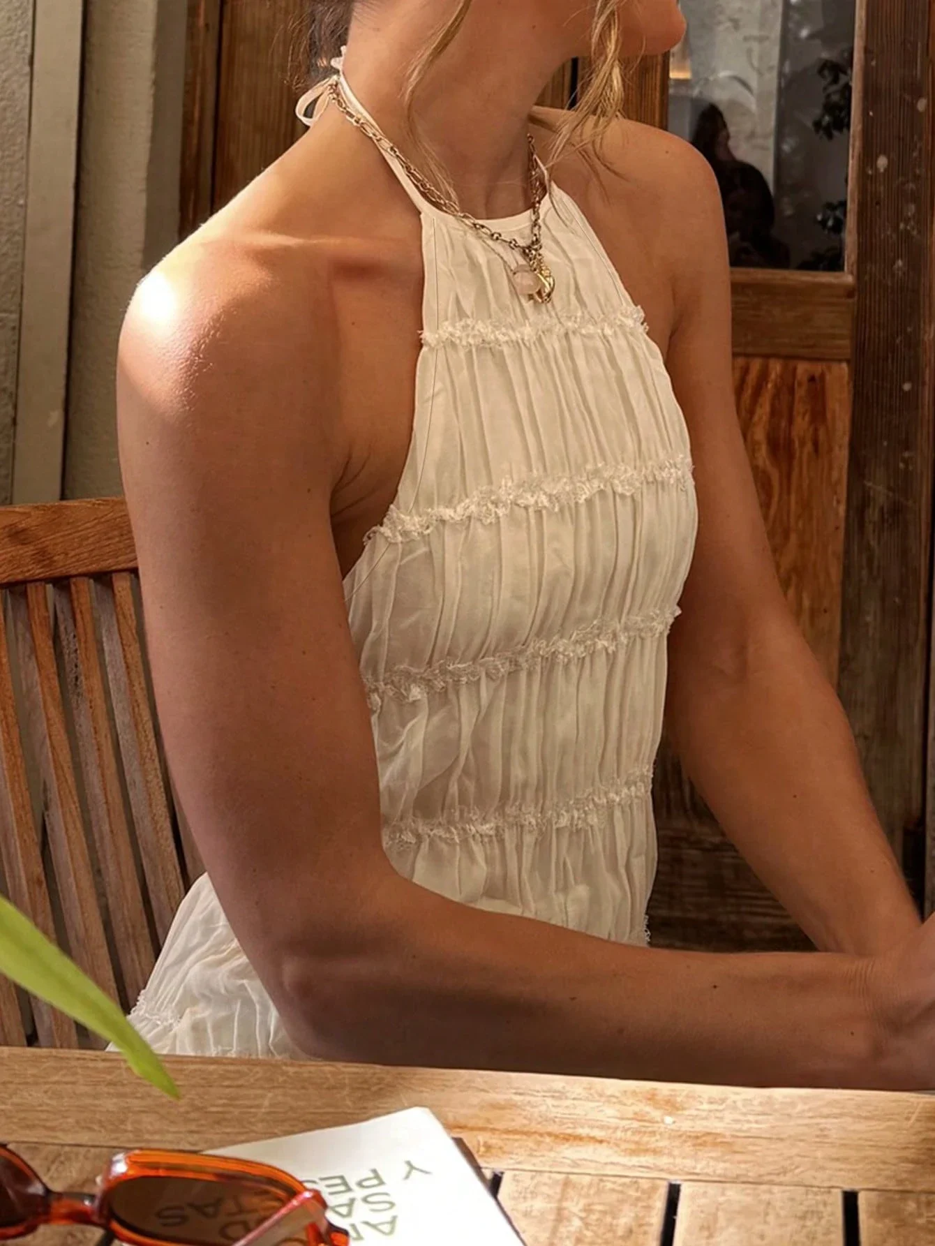 

Женское пляжное платье без спинки на завязках, однотонное, элегантное, для летних вечеринок