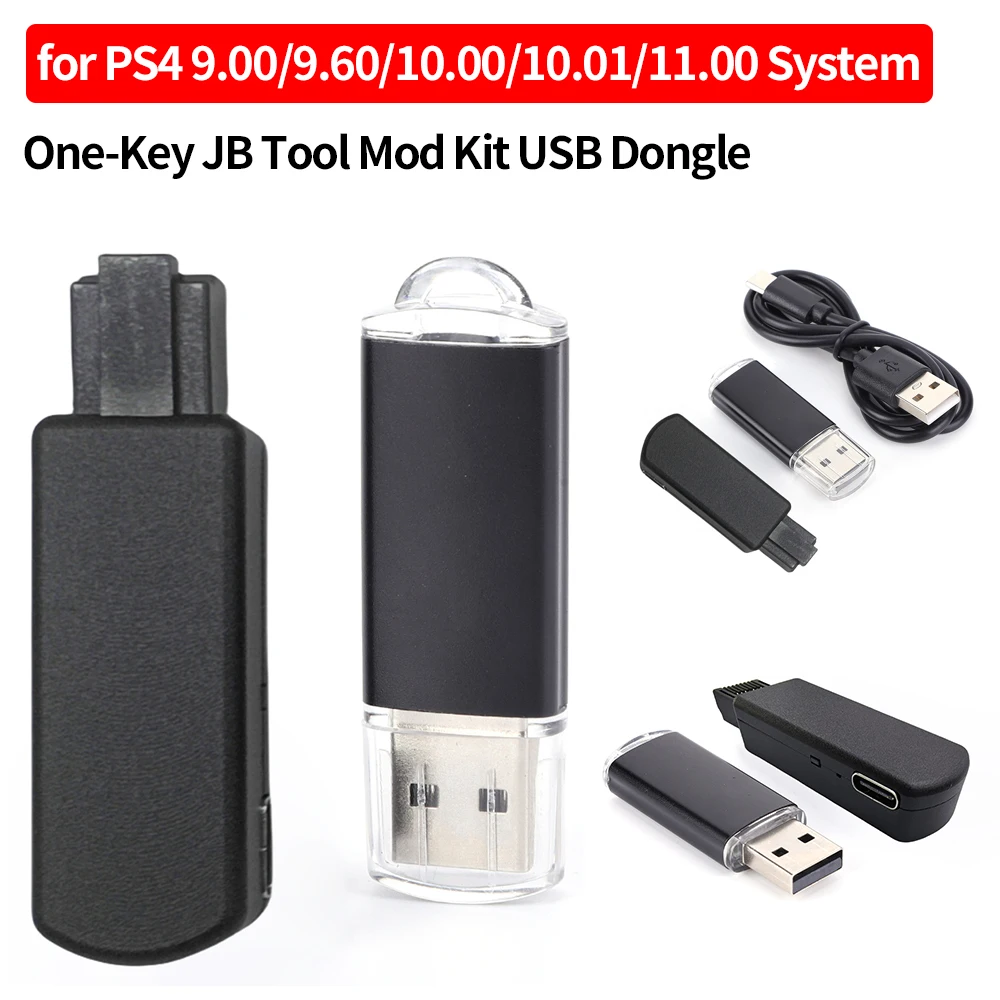 One-Key JB Tool Mod Kit USB Dongle with Type-C Cable JB USB Adapter Game Accessories for PS4/PS4 Pro/PS4 Slim 9.0-11.0 System