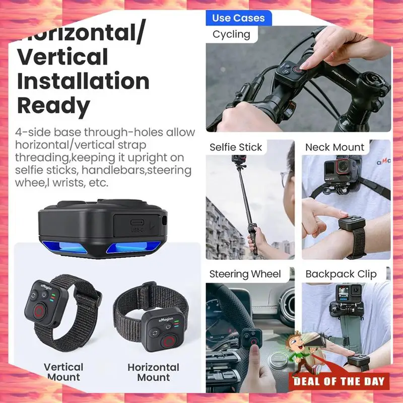 24-Hour Delivery AMAGISN Bluetooth Wireless Remote Control For Gopro Hero 13/12/10 With Wrist Strap For Sport Camera