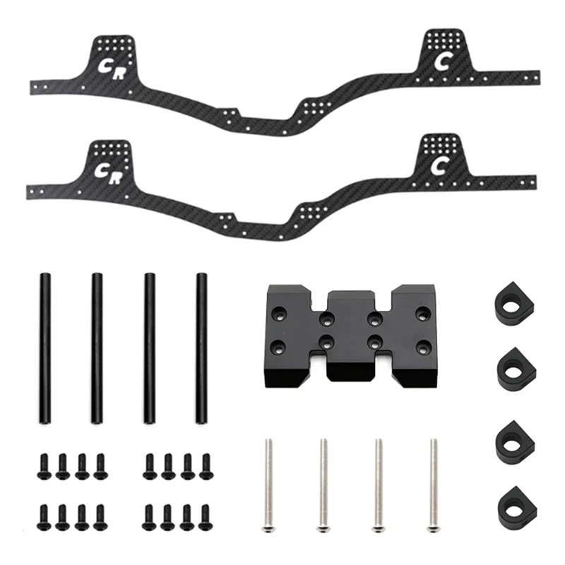 

LCG Carbon Fiber Ch is Kit Frame Rail Skid Plate Body Post Mount for Axial SCX10 1/10 RC Crawler Car Parts,Black