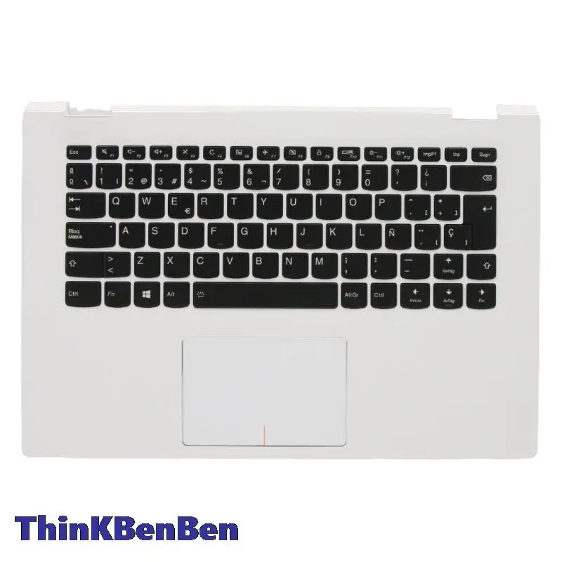 

ES Spanish White Keyboard Upper Case Palmrest Shell Cover For Lenovo Ideapad Yoga 510 14 Flex4 1435 1470 1480 5CB0L67200