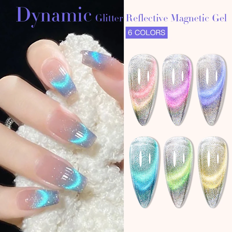 Mtssii 7ml Summer Candy Cat Eye Gel Nail Polish Soak Off UV LED Fluorescent Chameleon Double Light Magnetic Nail Gel Polish