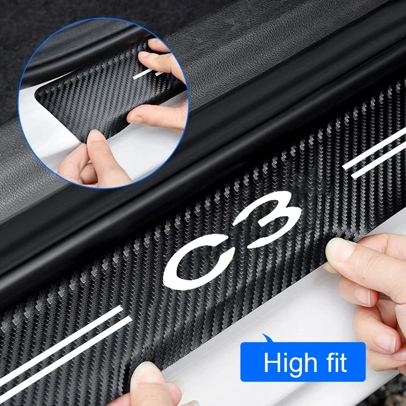 Car Rear Trunk Door Sill Anti Scratch Strip Luminous Stickers for Citroen C3 Sport Emblem Protective Film Tape Decoration Decals