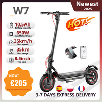 Electric Scooter W7 8.5Inch 36V 10.5Ah Battery 650W Motor 25-35km Range 4-Speed Modes 35km/h double shock absorbers E Scooters