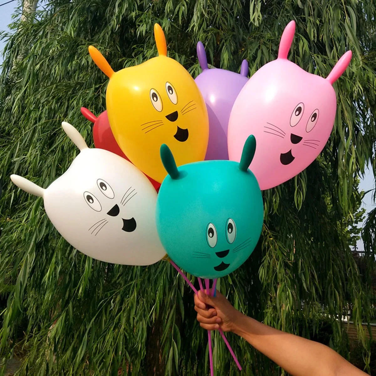 

30Pcs Large Head Rabbit Ear Balloon Creative Decor Party Birthday Photo Prop Mixed Color 12 Inch Rabbit Balloon