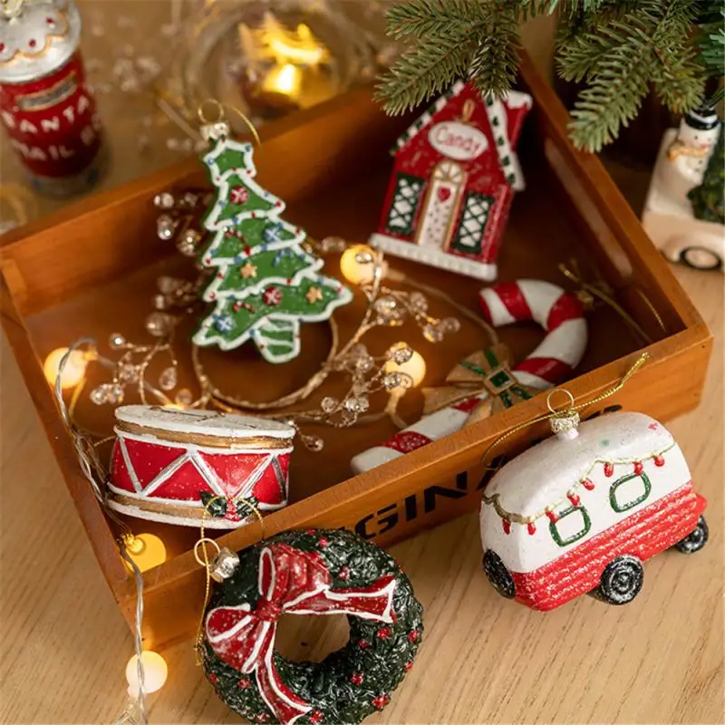 Merry Christmas Decors Pendant PVC House Drum Xmas Tree Hanging Ornaments Chrismas New Year Party DIY Deco Supplies Navidad Noel