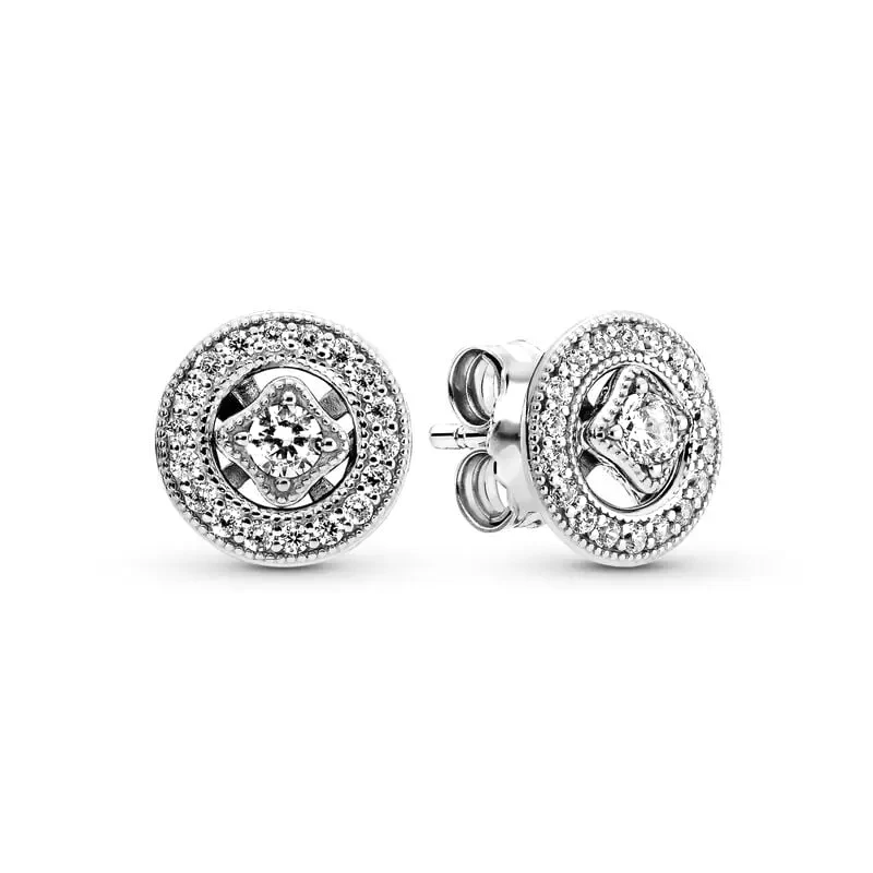 2023 New 925 Silver Earring Sparkling Infinity Stud Earrings Open Heart Earring Women Original  Earring Fine Jewelry