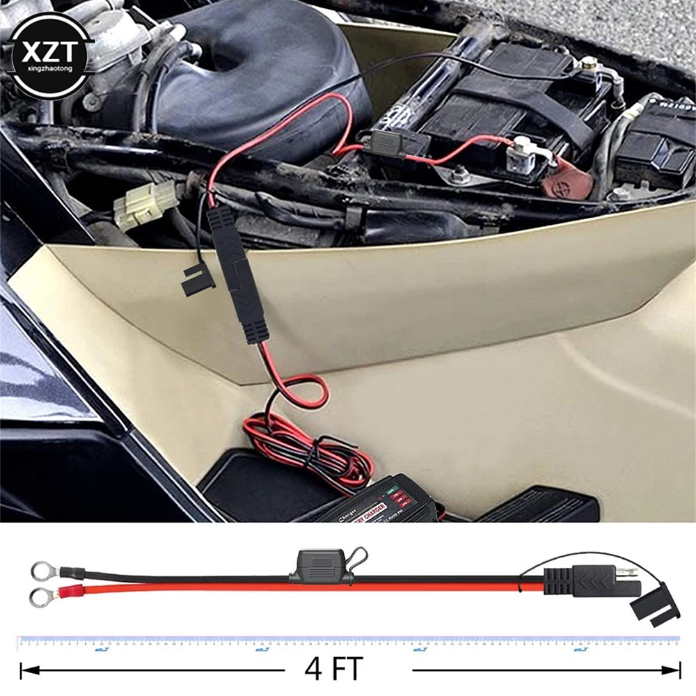 1.2/1.8/3M 12-24V SAE Kotak Sekering Kabel Steker Kabel Surya SAE Ke O-ring Konektor Kabel Ekstensi untuk Pengisi Daya Baterai Penahan