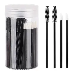 100 pezzi Spoolies Bacchette per mascara e pennelli per labbra Bacchette, Pennelli per ciglia usa e getta Tester per rossetto Strumento applicatore per trucco (Nero)