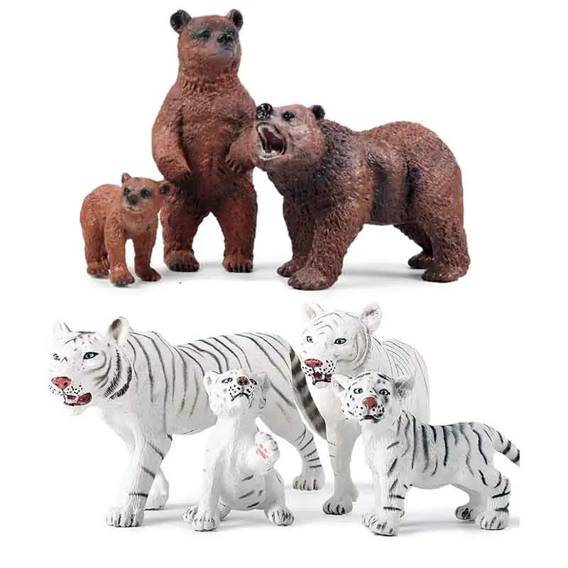 Solid Simulation Wild Animal Model Set Lion Tiger Giraffe Rhino Zebra Ox Buffalo Figure Realistic PVC Figurines Collection view 6