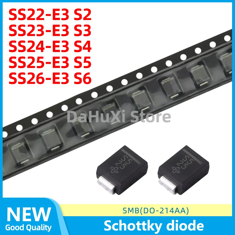 20PCS SS22-E3 S2 SS23-E3 S3 SS24-E3 S4 SS25-E3 S5 SS26-E3 S6 SMB DO-214AA Schottky diode