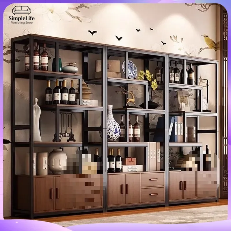 wine-cabinet-with-glass-doors-and-adjustable-shelves-modern-metal-wine-rack-for-living-room-dining-room-kitchen-home-bar