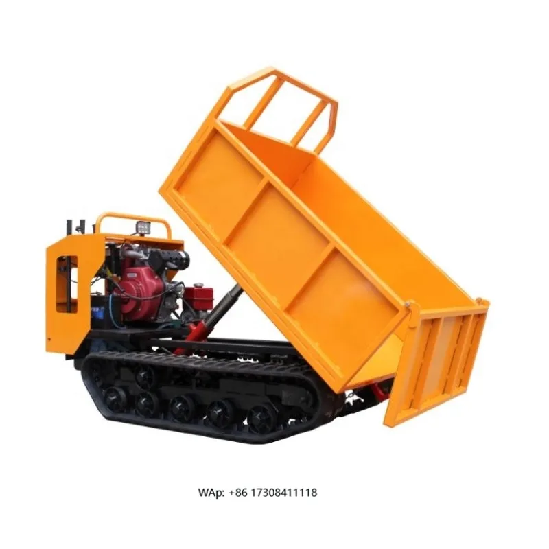 

1 Ton Hand Held Crawler Mini Rubber Track Dumper Crawler Transporter Dumper