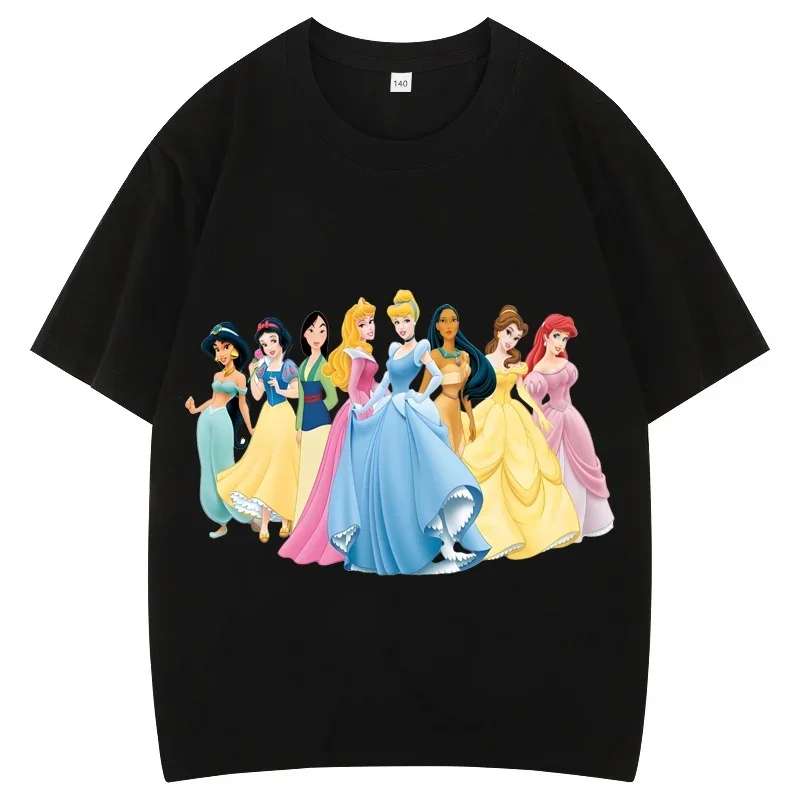 

Женская одежда Disney Princess 2026, модная футболка с короткими рукавами в стиле Харадзюку, модная женская футболка с изображением Белоснежки и семи гномов