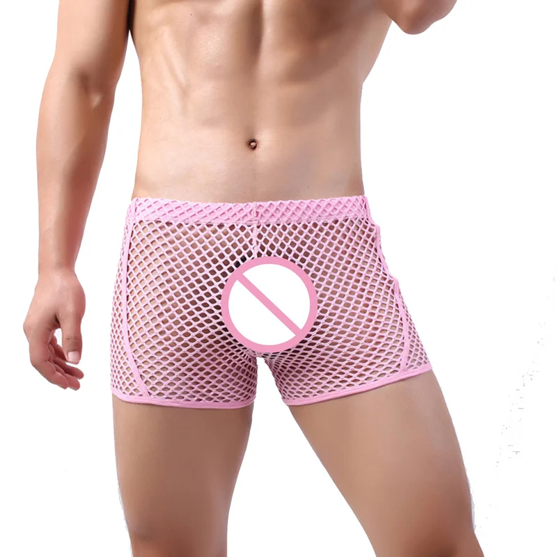 Sexy Mens Underwear Mesh Boxers Fish-Net See Through Boxer Shorts Breathable Underpants Male Panties Men Hollow Out Boxershorts