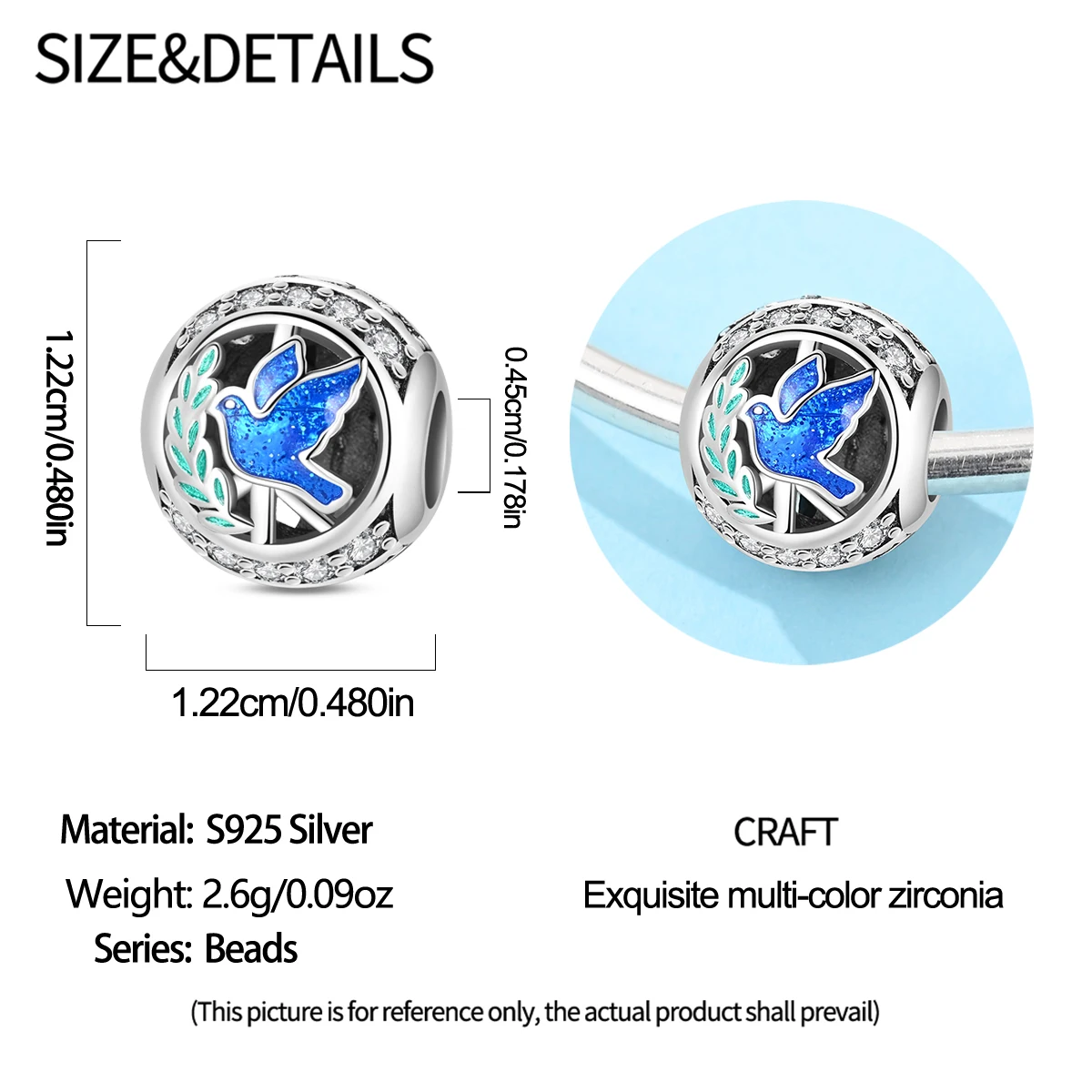 925 Sterling Silver Peace Charms Peace Sign Dove Heart Enamel Beads No More War Text Pendant Fit European Bracelet DIY Jewelry view 5