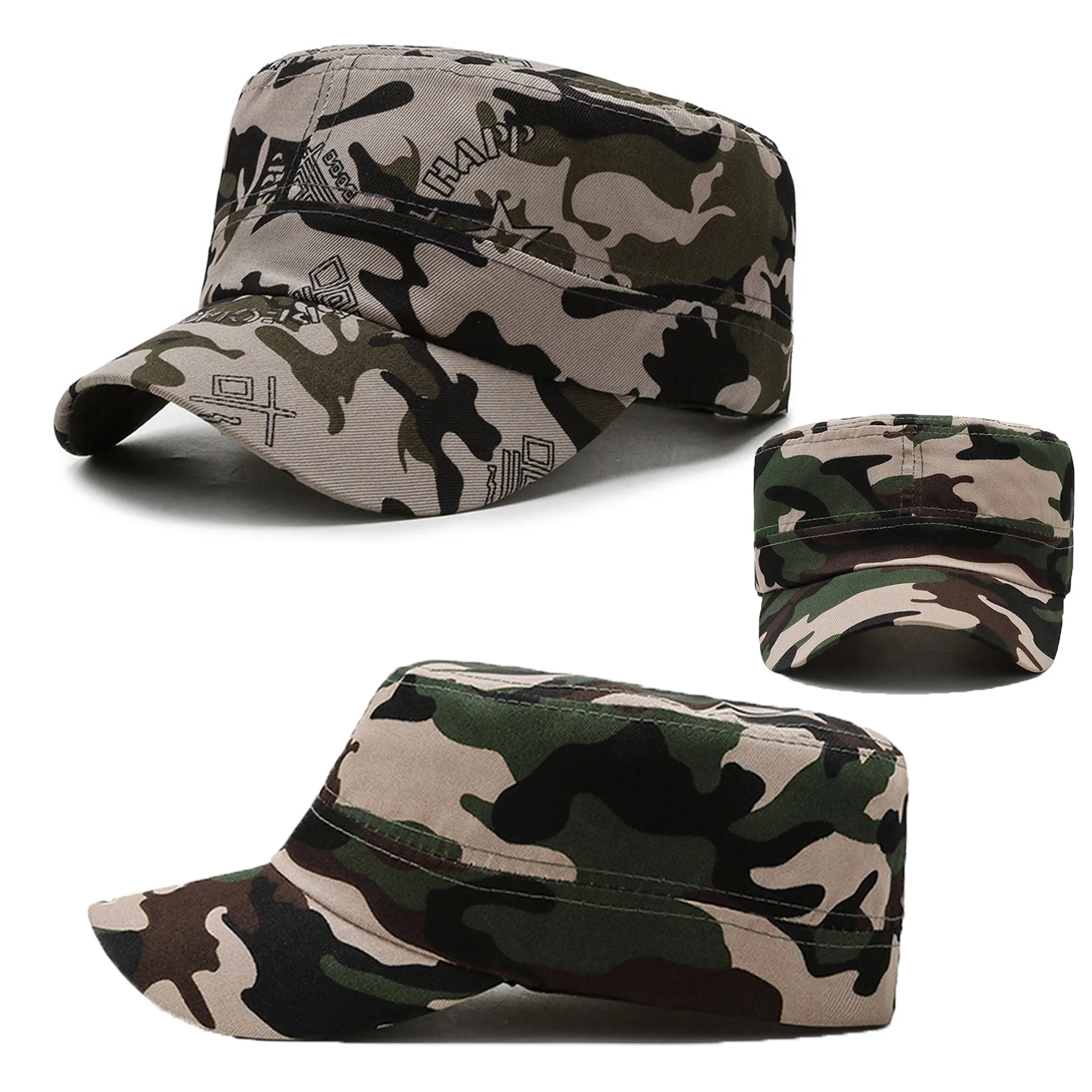 Men Camouflage Hats Vintage Flat Top Hat Baseball Caps Classical Soldier Cap Mens Outdoor Sport Caps Adult Sunscreen Hats