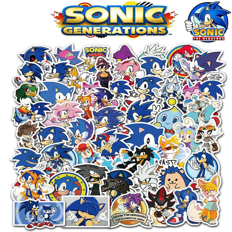 Sonic The Hedgehog Adesivos, Anime Figure Image, Caderno, Telefone, Copo de água, Mala, Decoração, Atacado, 50Pcs