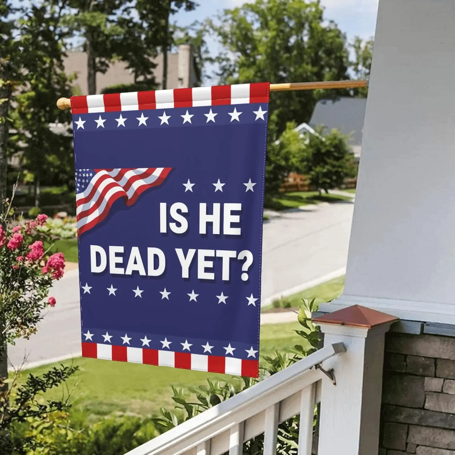 12.5'x18' Is He Dead Yet Garden Flags FDT Anti-47 Political Resist Flag for Outside Double Sided Lawn Signs Decor LLX