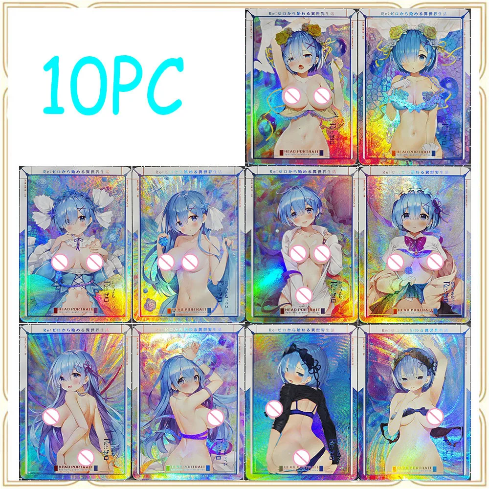 Anime Goddess Story DIY ACG Rem World Zero Collection Sexy Nude Flash Card Boy Game Toy Collectible Card Christmas Birthday Gift