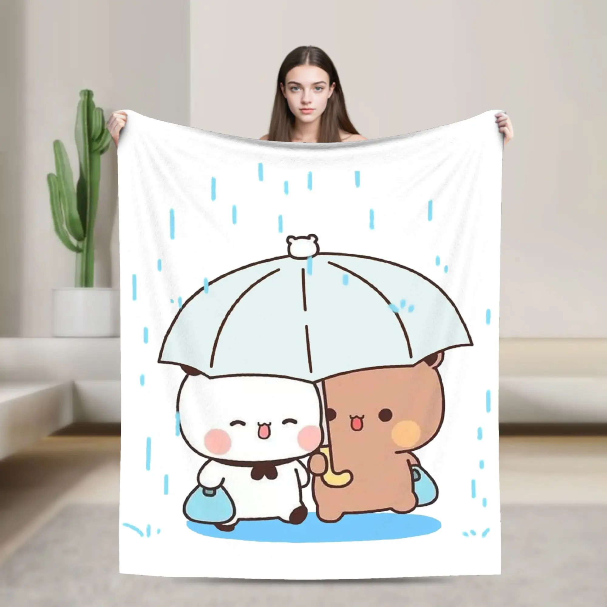 

Bubu and Dudu Blanket Fleece Decoration Panda and Bear Breathable Warm Throw Blanket for Bed Bedroom Bedspread
