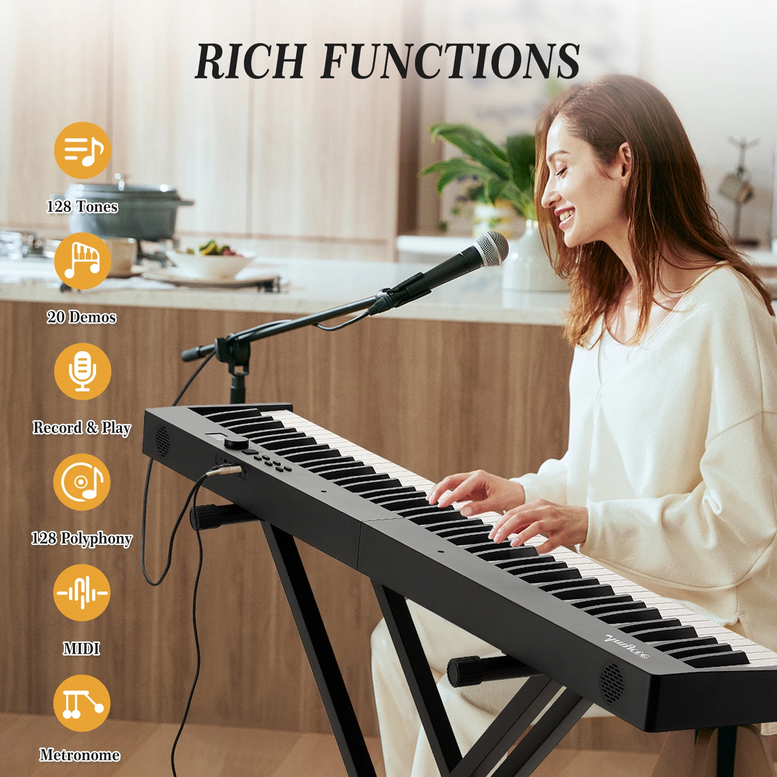 Folding Piano Keyboard,Portable Piano Keyboard 88 Keys for Beginner,Full Size Digital Piano with Sustain Pedal,Headphones