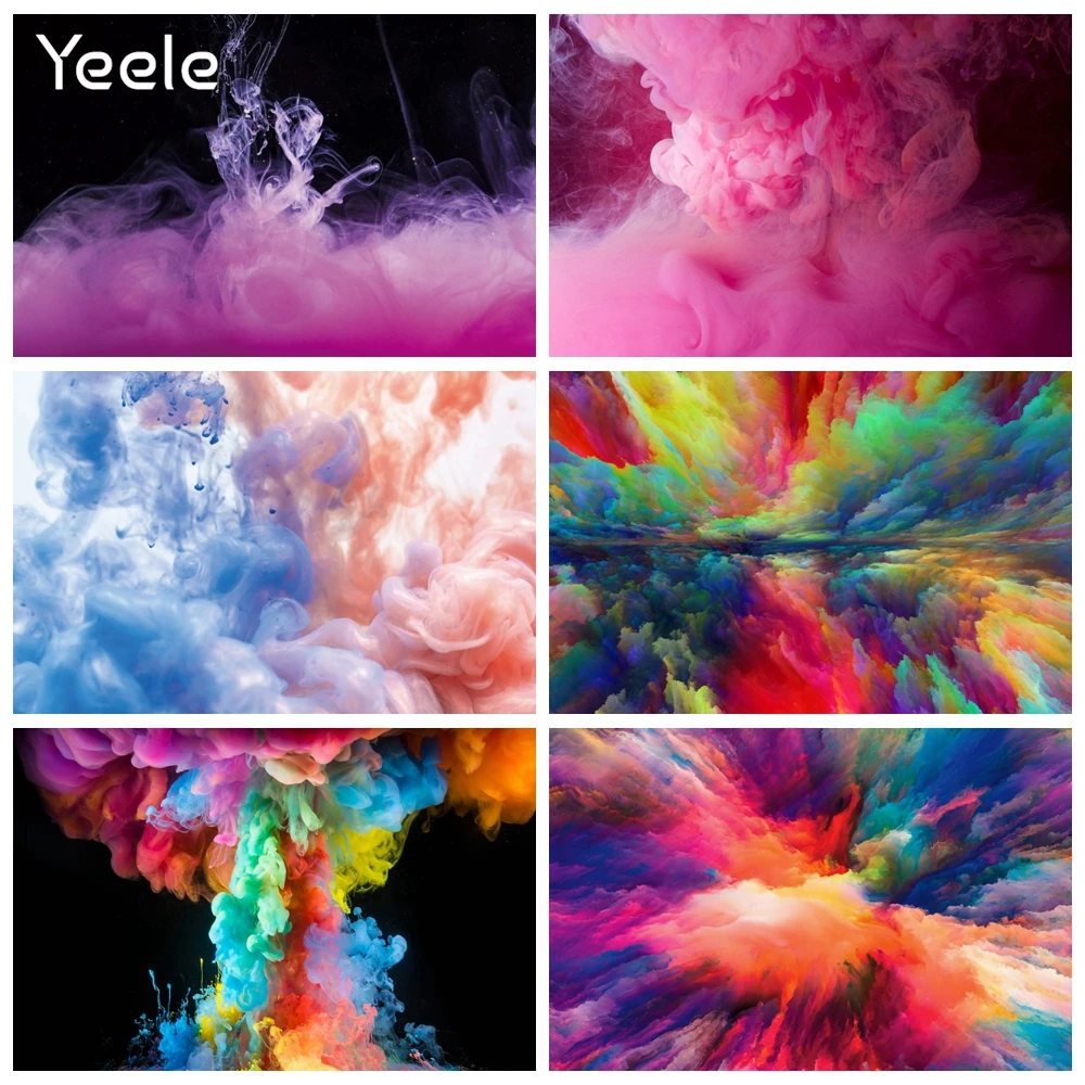 Gradient Colorful Smoke Mist Abstract Photocall Portrait Backgrounds Baby Child Party Backdrops Props For Photo Studio