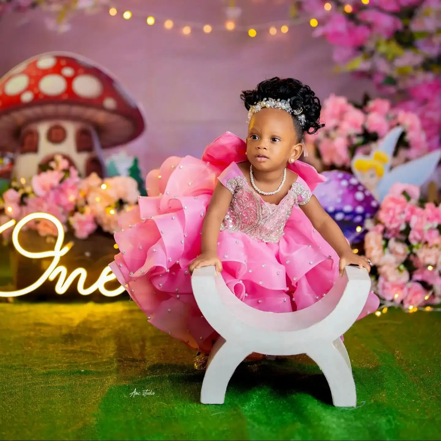 Robes de fête d'anniversaire pour filles, rose cristal, robes de demoiselle d'honneur personnalisées pour mariage, robes de concours de princesse de luxe à perles