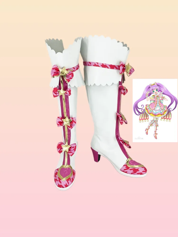 Pripara Manaka Laala Cosplay Costume Anime Shoes Handmade Faux Leather Boots