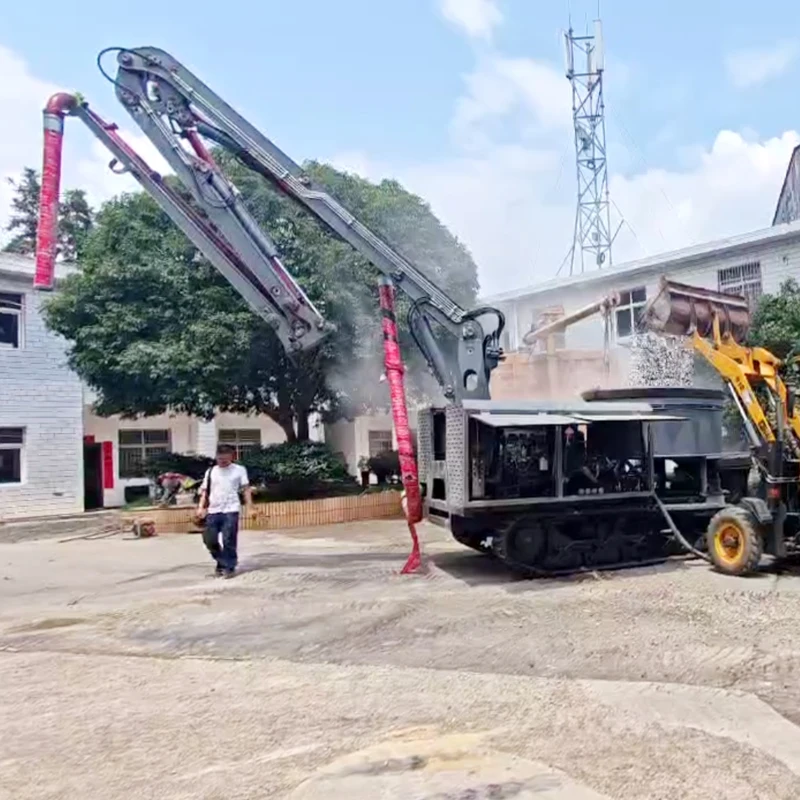 

China Manufacturers New Concrete Cement Crawler Mixer Truck With Pump Low Price