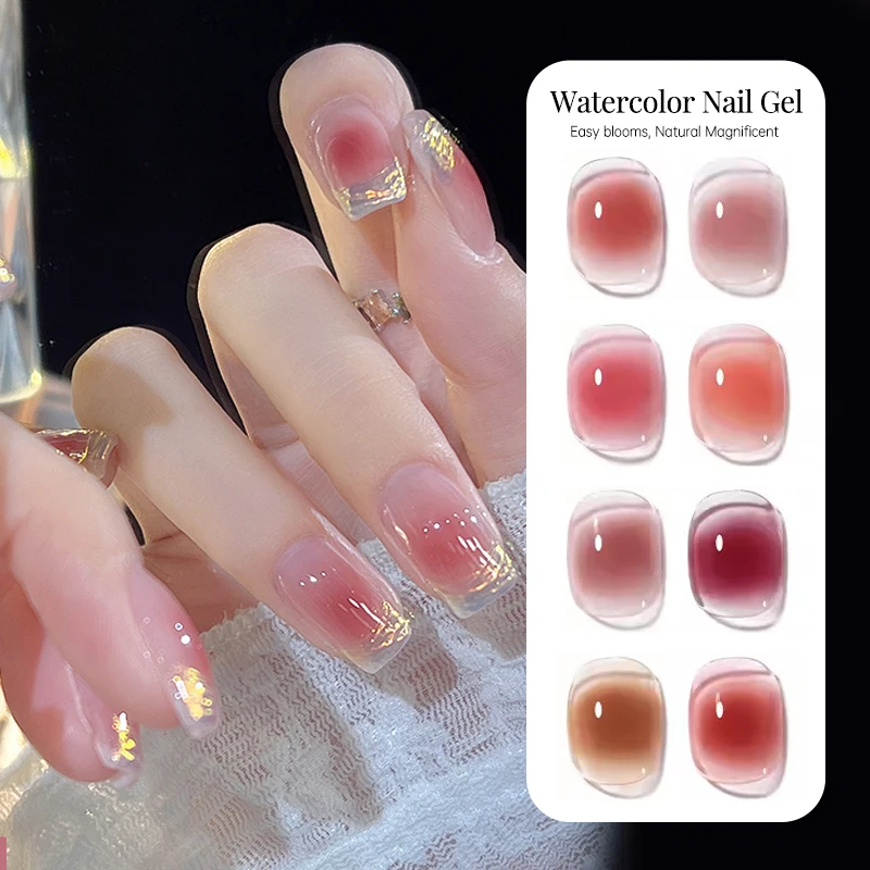 UR SUGAR 1/2Pcs 15ml Function Gel Clear Blooming Polish Watercolor Gel Nail Polish Base Top Coat Fiber Rubber Base Gel Manicure
