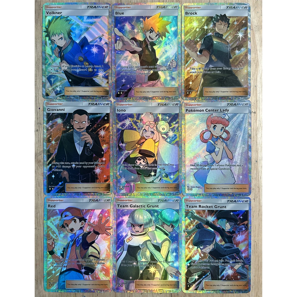 9 stks/set Engels PTCG Trainer Acerola Lana Iono Lillie Breking Kleur Flash Card Diy Klassieke Anime Collection Card Gift speelgoed