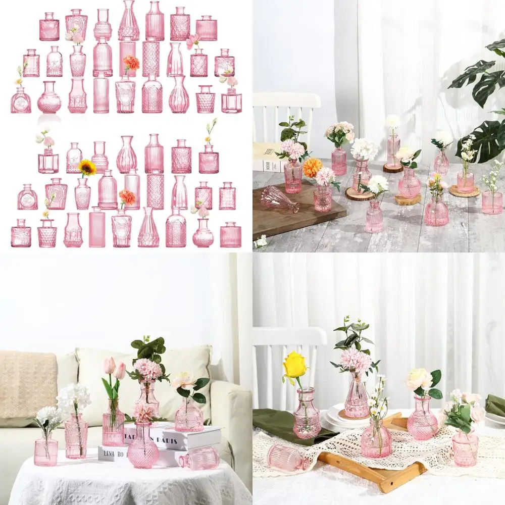 

Set of 50 Mini Glass Bud Vases for Weddings, Centerpieces, and Decorative Flowers